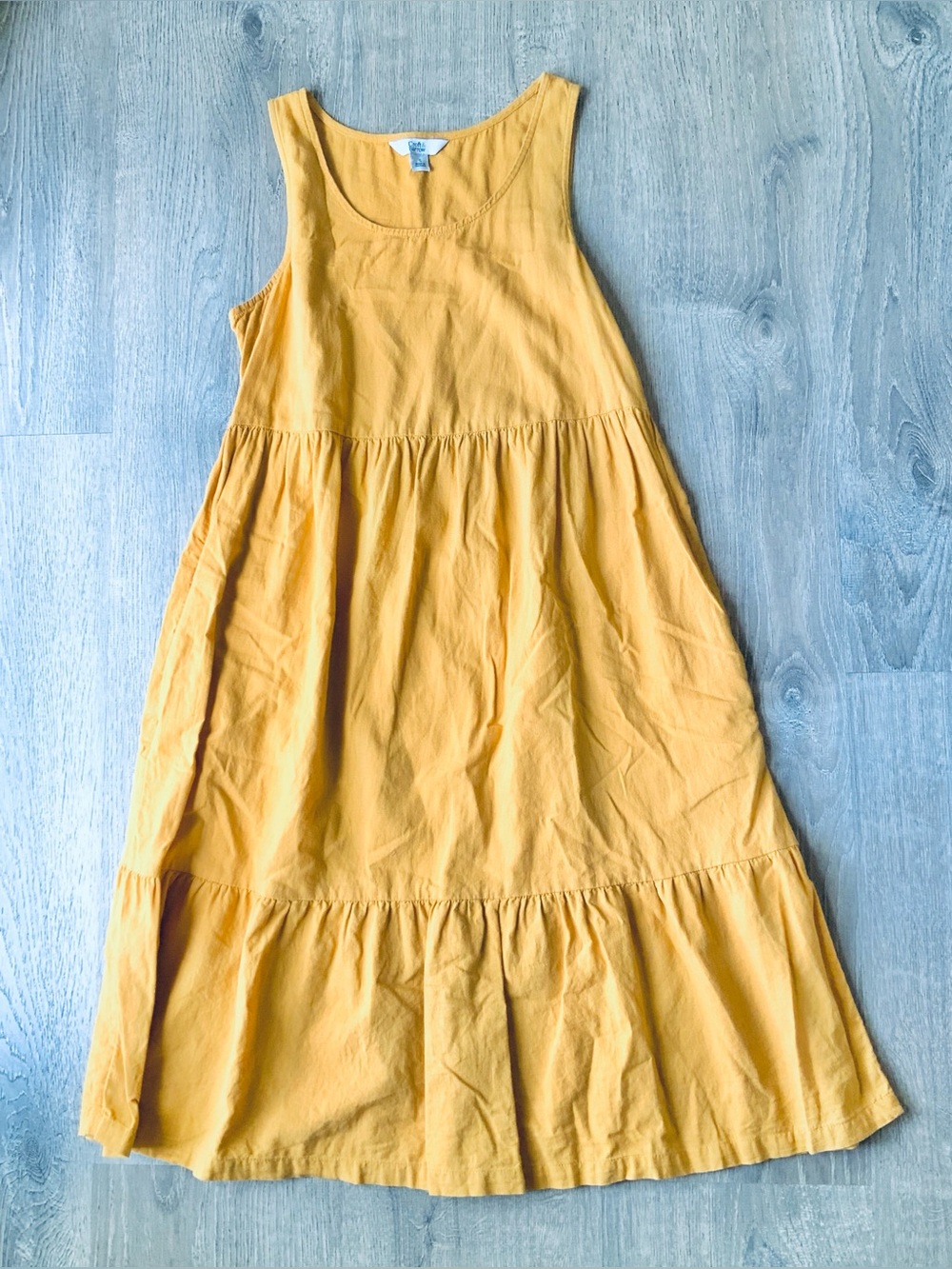 Croft & Barrow Yellow Tiered Midi Dress Women's Small